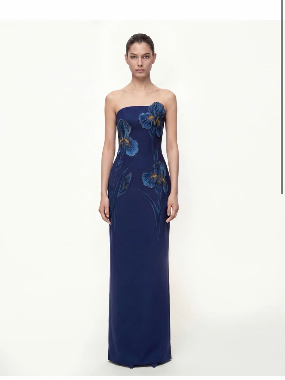 NWT JW PEI Iris Navy Blue Floral Embroidered Gown